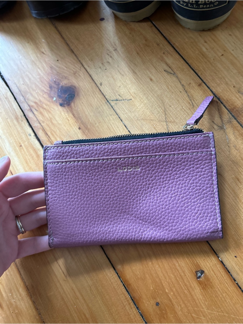 Lodis Dusty Lavender Pebbled Leather Zip Card Wallet - Picture 5 of 8